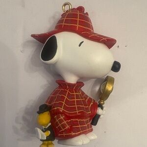 Peanuts Snoopy Detective Ornament - Red and Gold